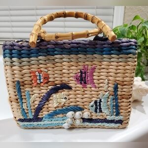 Woven Fish Design Handbag - Multicolor